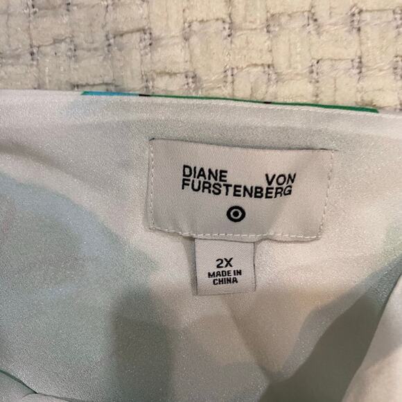 Diane Von Furstenberg for Target Green/White Floral Spaghetti Strap Dress 2XL - Picture 7 of 8